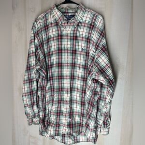 Ralph Lauren plaid long sleeve button front shirt red white blue green, size XL‎